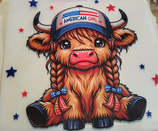 Cute 4th of July Highland Cow