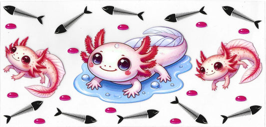 Axolotls on a puddle