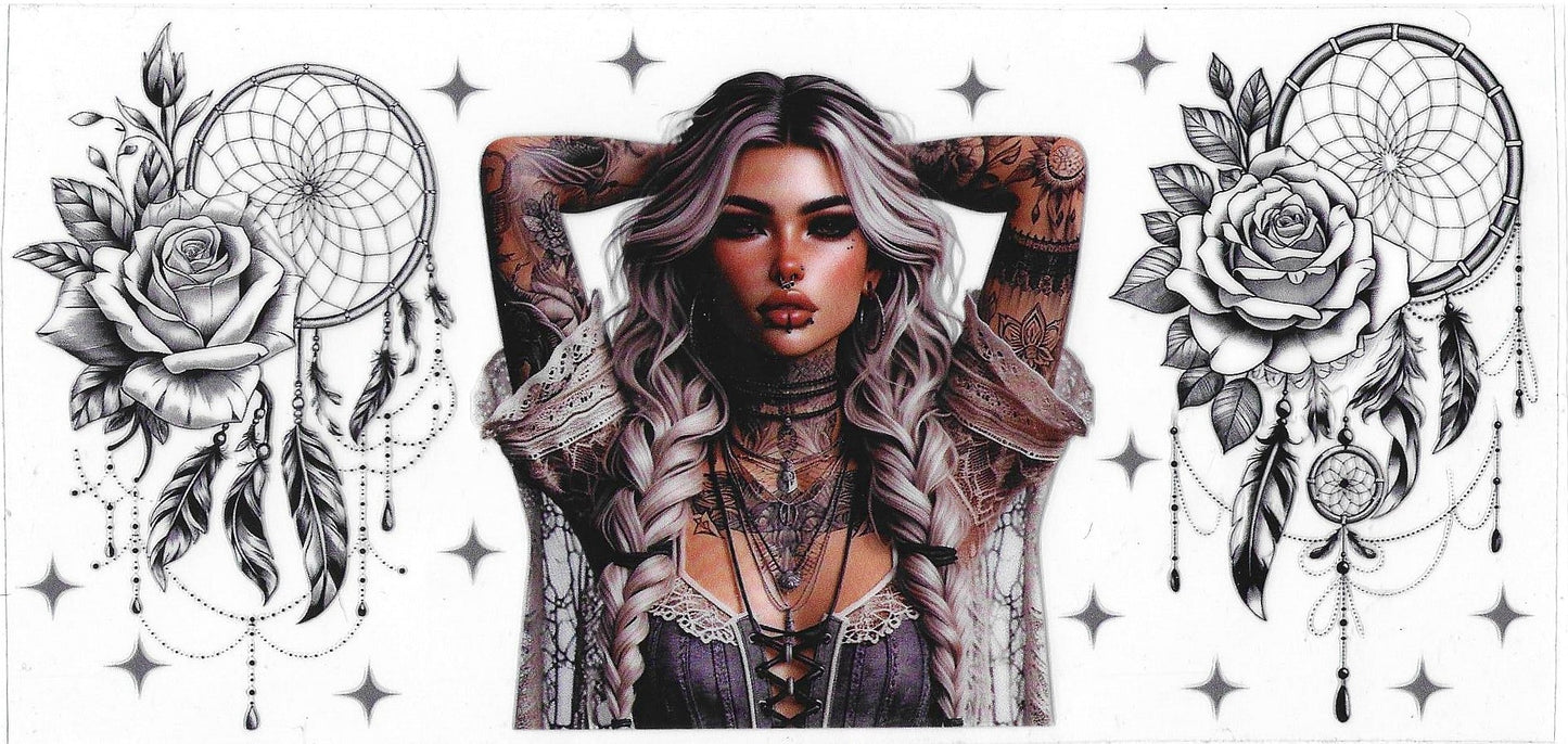 Tattoo Woman and Dream Catcher